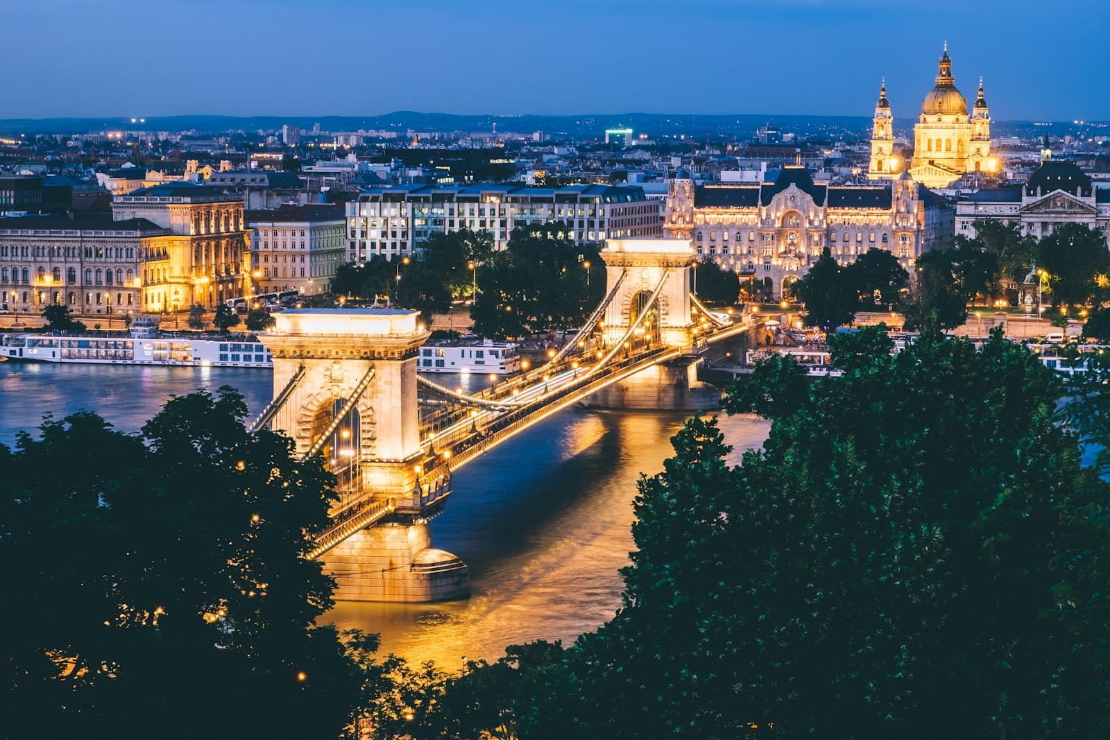 Hungary: landscape photo of bridge with lights