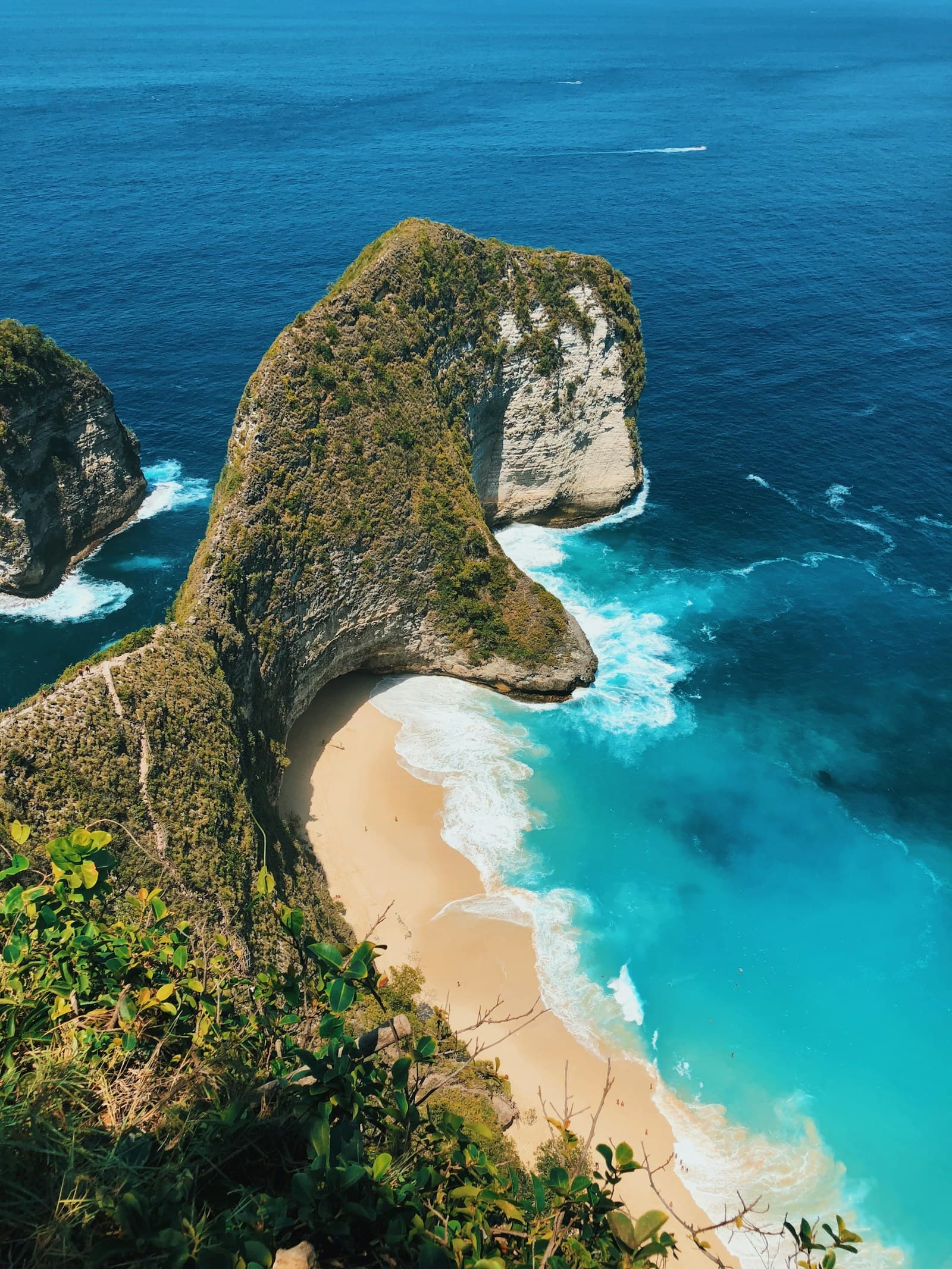 Indonesia: aerial photography of cliff near shore