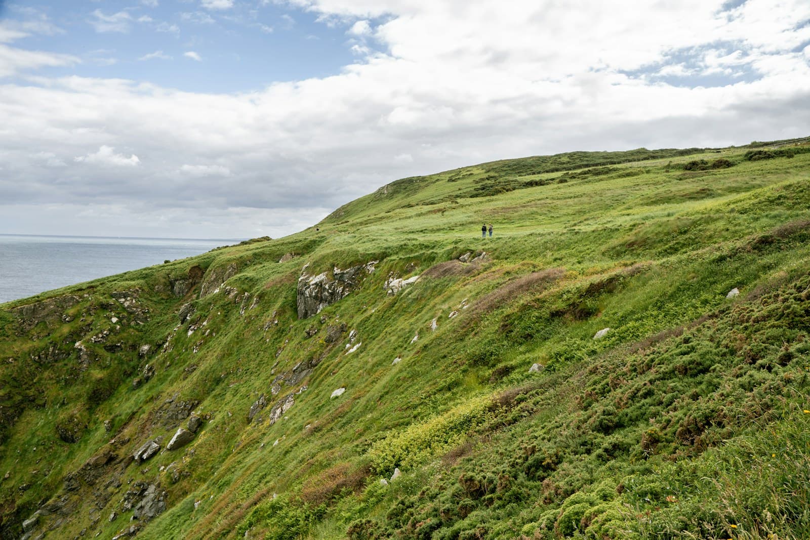 Ireland: A grassy hill with a blue sky in the background