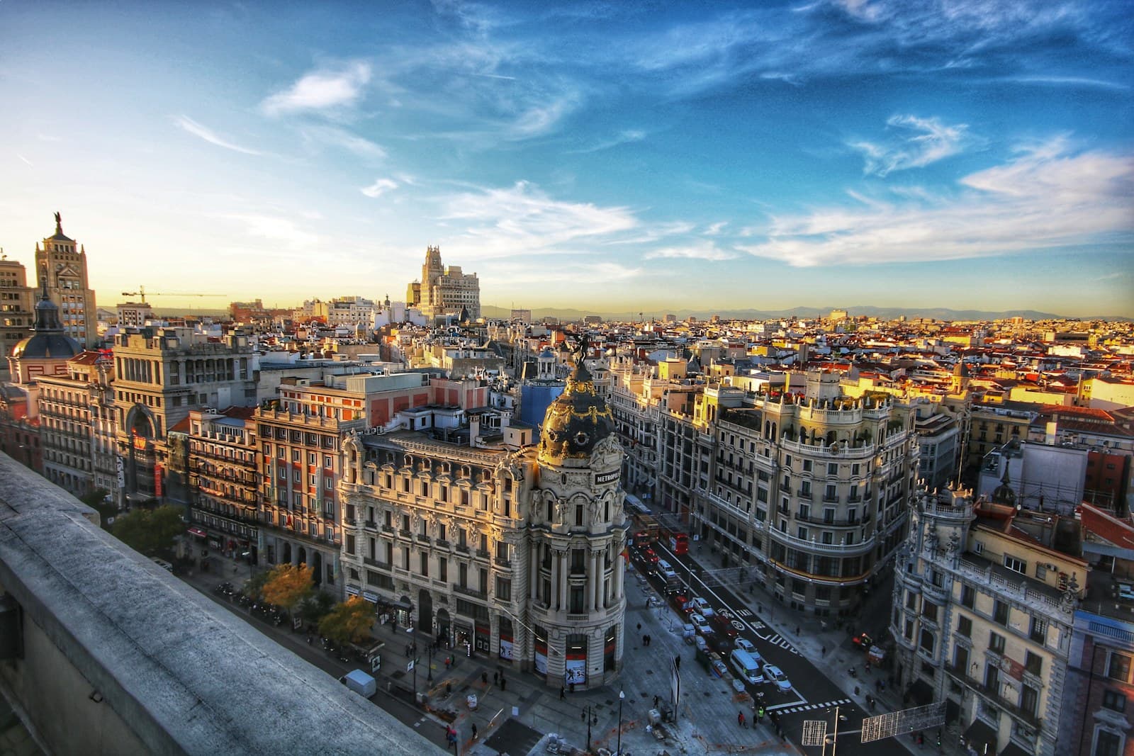 Madrid: city scale under blue sky