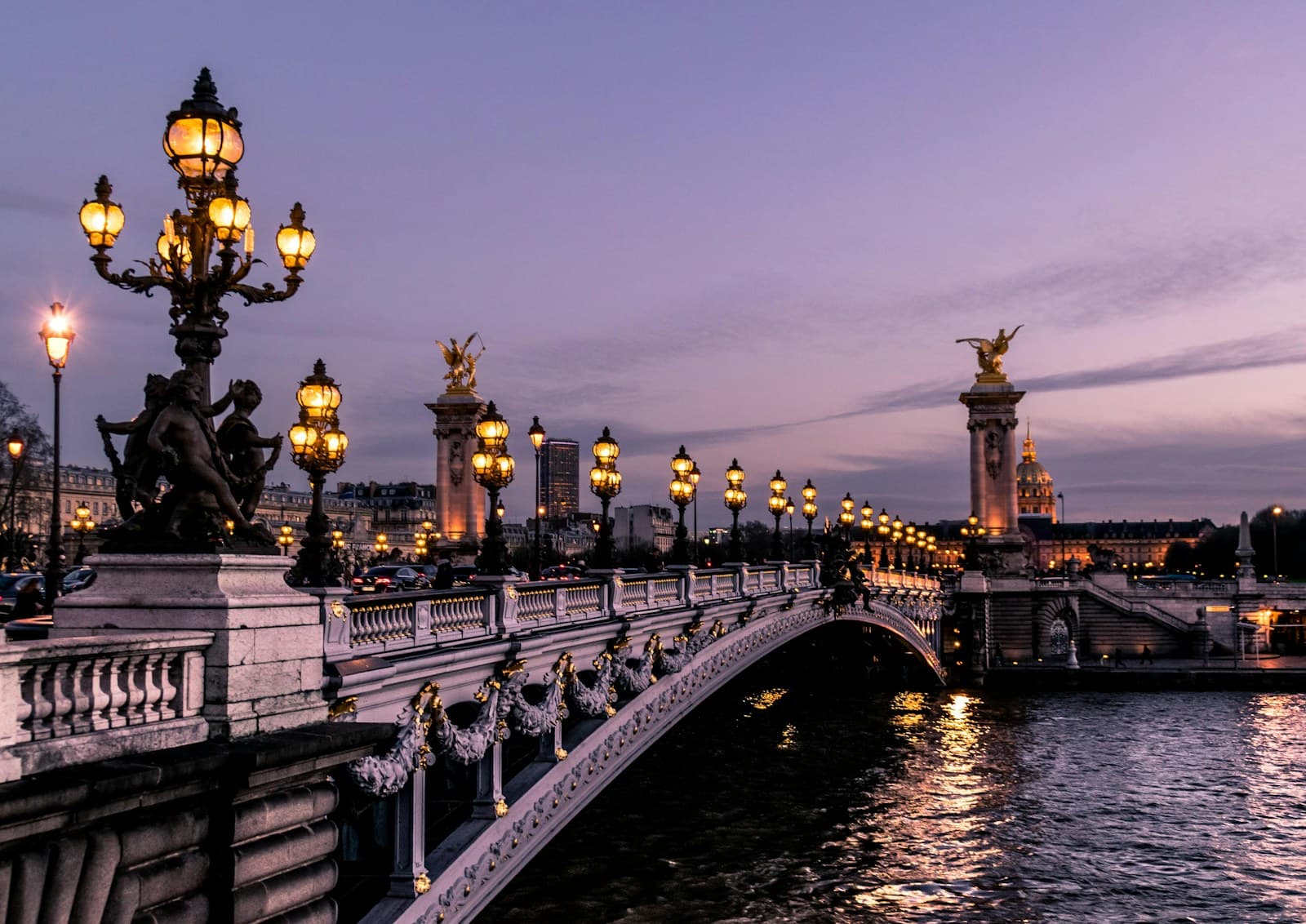 Paris: bridge during night time