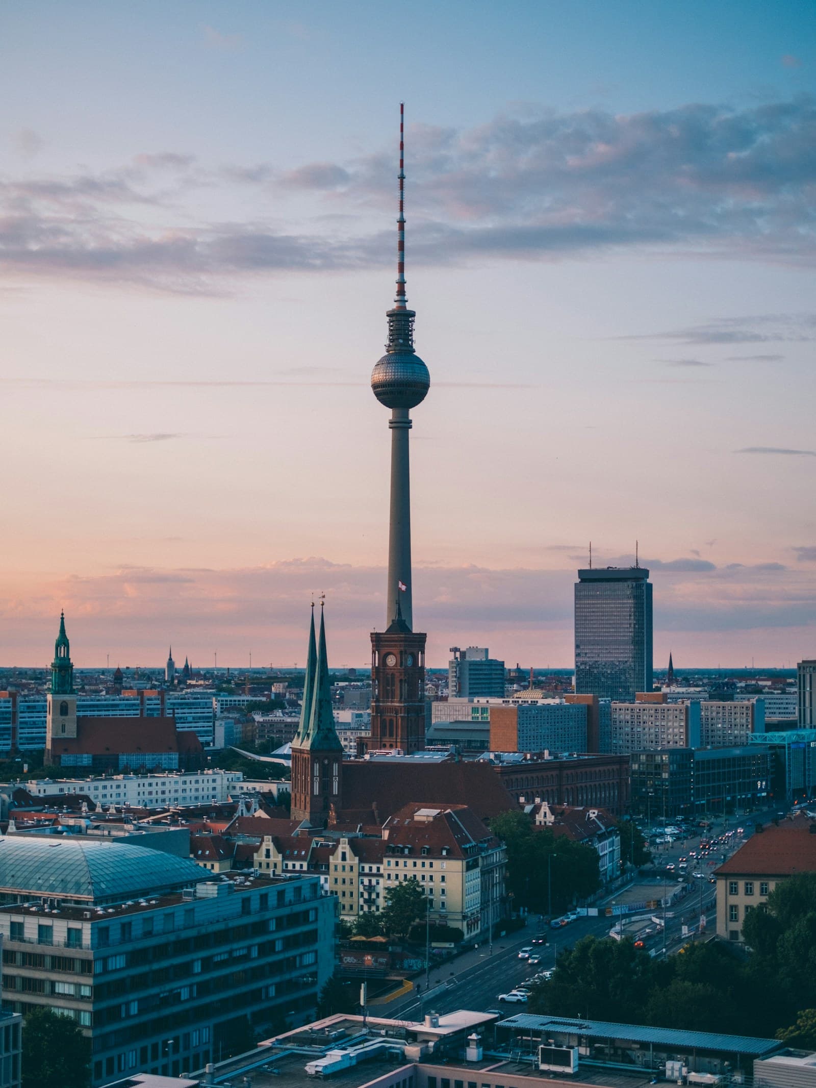Berlin: needle tower among small buildings