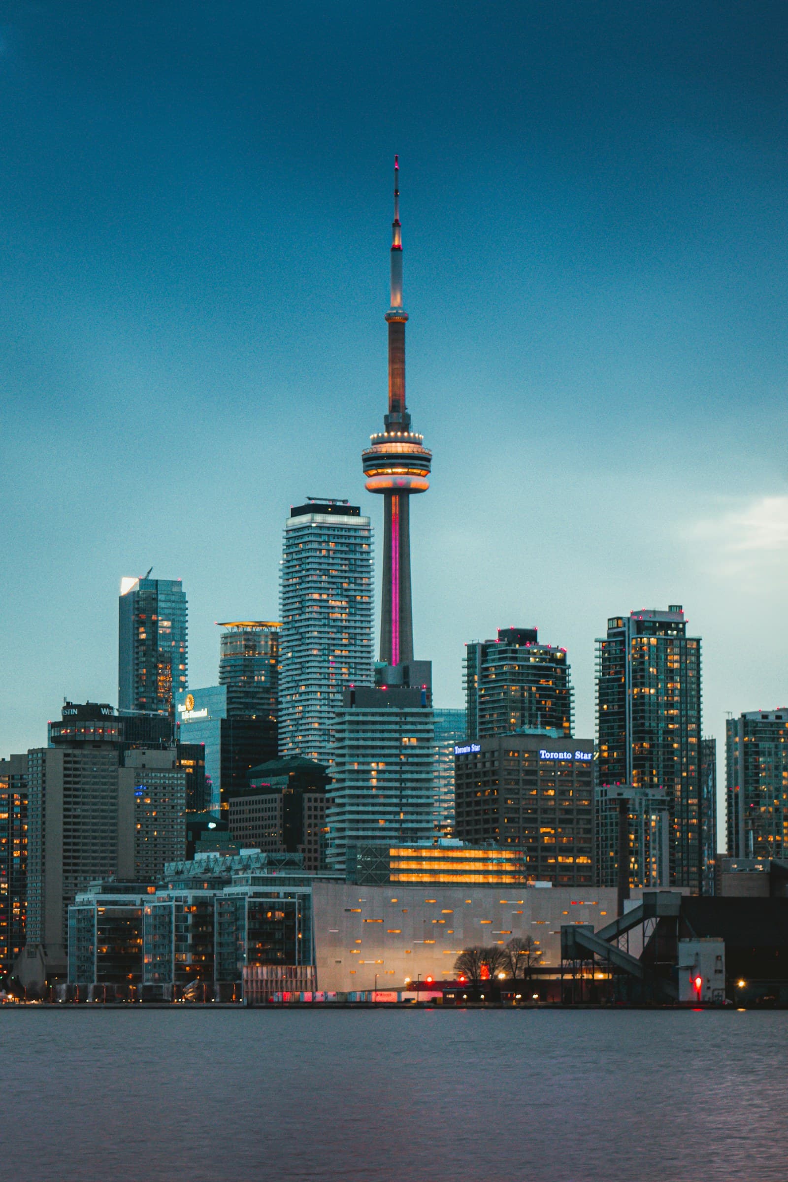 Toronto: high rise buildings during night time