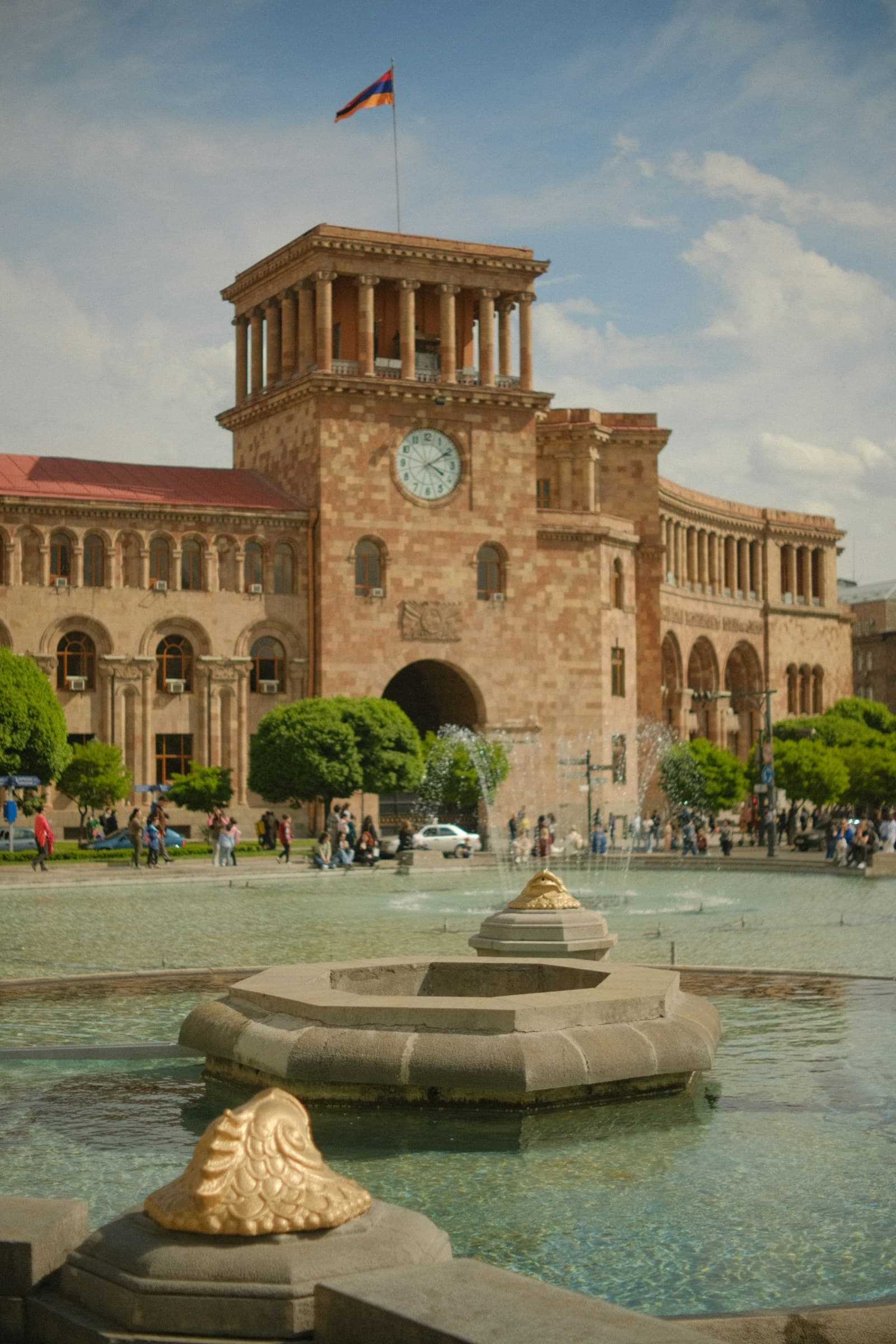 Armenia: a large building with a fountain in front of it
