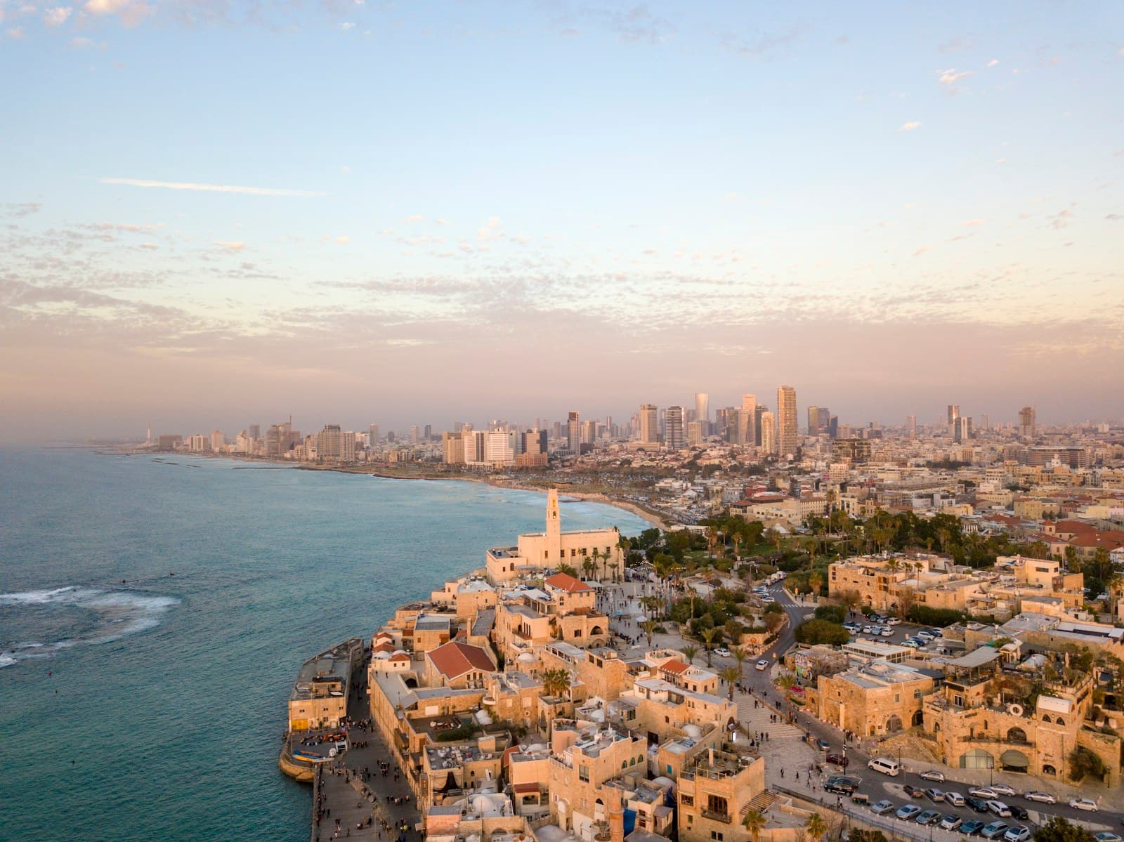 Israel: aerial view photography of city beside body of water